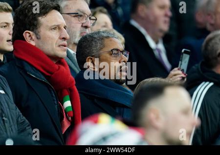 Le nouveau premier ministre du pays de Galles, Vaughan Gething, dans les tribunes avant le match de qualification de l'UEFA Euro 2024 au stade de Cardiff, à Cardiff. Date de la photo : jeudi 21 mars 2024. Banque D'Images