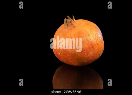 Fruit de grenade mûr sur fond noir. Banque D'Images