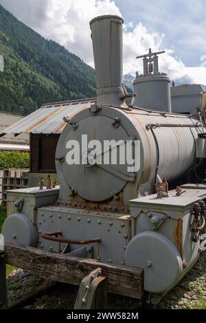 La locomotive à vapeur historique numéro 7, construite en 1926, transportait les touristes jusqu'en 1981 jusqu'à la mer de glace, exposée à la gare du Montenvers, Chamonix Banque D'Images