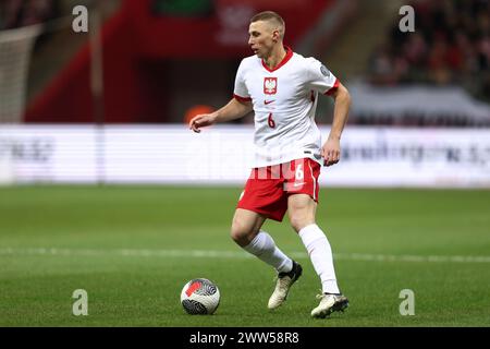 Varsovie, Pologne. 25 février 2024. Jakub Piotrowski de Pologne lors de l'Euro 2024 de l'UEFA, match de football play-off entre la Pologne et l'Estonie le 21 mars 2024 au stade PGE Narodowy de Varsovie, Pologne - photo Piotr Matusewicz/DPPI crédit : DPPI Media/Alamy Live News Banque D'Images