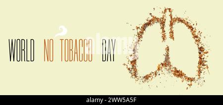 Poumons faits de tabac sur fond de couleur. Bannière pour la Journée mondiale sans tabac Banque D'Images