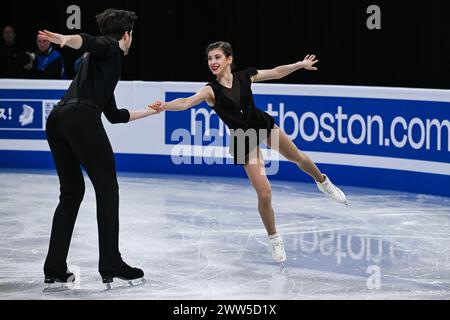 Montréal, Canada. 20 mars 2024. MONTRÉAL, CANADA - 20 MARS 2024 : Anastasia Golubeva et Hektor Giotopoulos Moore (AUS) lors des Championnats du monde de patinage artistique ISU au Centre Bell on à Montréal, Canada. Crédit : Orange pics BV/Alamy Live News Banque D'Images
