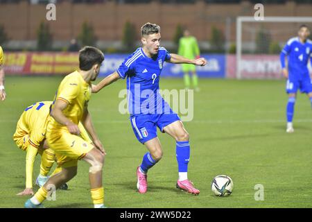 Match de football entre Roumanie U20 vs Italie U20 comptant pour Elite League U20 21.03.2024 ,„Eugen Popescu” Stadium , Târgoviște, Roumanie , Cristi Stavri Banque D'Images