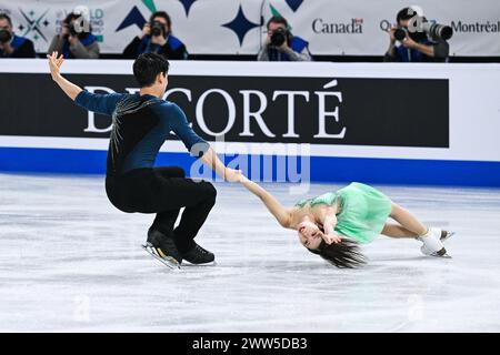 Montréal, Canada. 20 mars 2024. MONTRÉAL, CANADA - 20 MARS 2024 : Riku Miura et Ryuichi Kihara (JPN) lors des Championnats du monde de patinage artistique ISU au Centre Bell on à Montréal, Canada. Crédit : Orange pics BV/Alamy Live News Banque D'Images