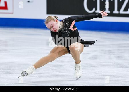 Montréal, Canada. 20 mars 2024. MONTRÉAL, CANADA - 20 MARS 2024 : Nataly Langerbaur (est) pendant les Championnats du monde de patinage artistique ISU au Centre Bell on à Montréal, Canada. Crédit : Orange pics BV/Alamy Live News Banque D'Images