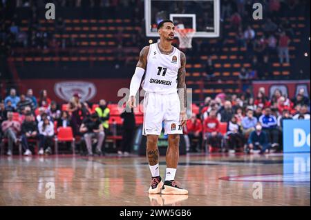 Pirée, Grèce. 21 mars 2024. 11 Edwin Jackson de LDLC ASVEL Villeurbanne joue lors de l'Euroleague, Round 31, match entre l'Olympiacos Piraeus et LDLC ASVEL Villeurbanne au Peace & Friendship Stadium le 21 mars 2024, au Pirée, en Grèce. Crédit : Agence photo indépendante/Alamy Live News Banque D'Images