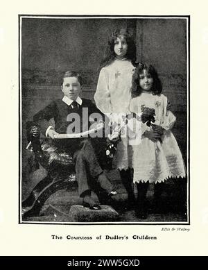 Photographie vintage des enfants de la comtesse de Dudley, Rachel née Gurney, épouse de William Ward, 2e comte de Dudley, 1902 Banque D'Images