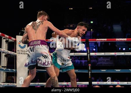 Owen Cooper remporte le titre WBO European Welterweight Banque D'Images