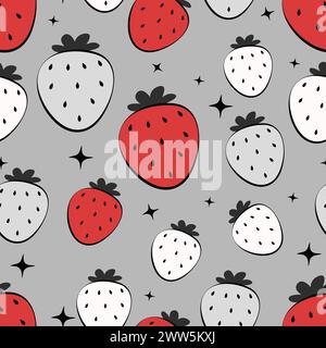 Motif sans couture avec des fraises rouges Illustration de Vecteur