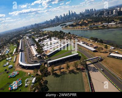 Melbourne, Australie. 16 mars 2024. Melbourne, Australie, samedi 16 mars : le circuit urbain d'Albert Park se prépare pendant le Grand Prix australien de formule 1 2024. Image, photo et copyright © PETERSON Mark ATP images (PETERSON Mark/ATP/SPP) crédit : SPP Sport Press photo. /Alamy Live News Banque D'Images