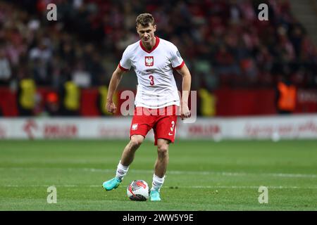 Varsovie, Pologne. 25 février 2024. Pawel Dawidowicz de Pologne lors de l'UEFA Euro 2024, match de football play-off entre la Pologne et l'Estonie le 21 mars 2024 au stade PGE Narodowy de Varsovie, Pologne - photo Piotr Matusewicz/DPPI crédit : DPPI Media/Alamy Live News Banque D'Images