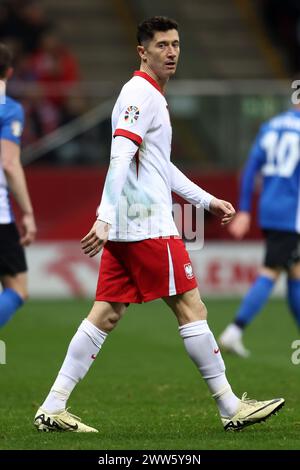 Varsovie, Pologne. 25 février 2024. Robert Lewandowski de Pologne lors de l'Euro 2024 de l'UEFA, match de football play-off entre la Pologne et l'Estonie le 21 mars 2024 au stade PGE Narodowy de Varsovie, Pologne - photo Piotr Matusewicz/DPPI crédit : DPPI Media/Alamy Live News Banque D'Images