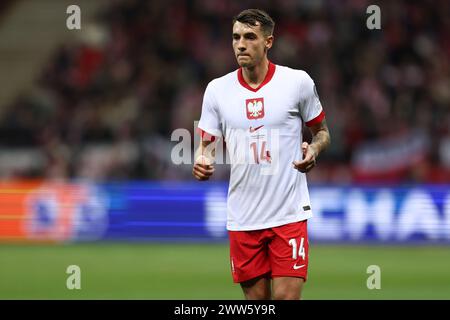 Varsovie, Pologne. 25 février 2024. Jakub Kiwior de Pologne lors de l'Euro 2024 de l'UEFA, match de football play-off entre la Pologne et l'Estonie le 21 mars 2024 au stade PGE Narodowy de Varsovie, Pologne - photo Piotr Matusewicz/DPPI crédit : DPPI Media/Alamy Live News Banque D'Images