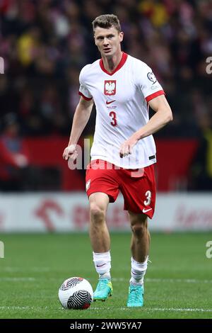 Varsovie, Pologne. 25 février 2024. Pawel Dawidowicz de Pologne lors de l'UEFA Euro 2024, match de football play-off entre la Pologne et l'Estonie le 21 mars 2024 au stade PGE Narodowy de Varsovie, Pologne - photo Piotr Matusewicz/DPPI crédit : DPPI Media/Alamy Live News Banque D'Images