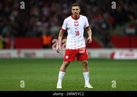 Varsovie, Pologne. 25 février 2024. Bartosz Slisz de Pologne lors de l'Euro 2024 de l'UEFA, match de football play-off entre la Pologne et l'Estonie le 21 mars 2024 au stade PGE Narodowy de Varsovie, Pologne - photo Piotr Matusewicz/DPPI crédit : DPPI Media/Alamy Live News Banque D'Images