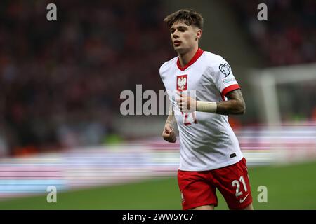 Varsovie, Pologne. 25 février 2024. Nicola Zalewski de Pologne lors de l'UEFA Euro 2024, match de football play-off entre la Pologne et l'Estonie le 21 mars 2024 au stade PGE Narodowy de Varsovie, Pologne - photo Piotr Matusewicz/DPPI crédit : DPPI Media/Alamy Live News Banque D'Images