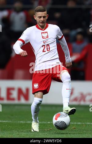 Varsovie, Pologne. 25 février 2024. Sebastian Szymanski de Pologne lors de l'Euro 2024 de l'UEFA, match de football play-off entre la Pologne et l'Estonie le 21 mars 2024 au stade PGE Narodowy de Varsovie, Pologne - photo Piotr Matusewicz/DPPI crédit : DPPI Media/Alamy Live News Banque D'Images