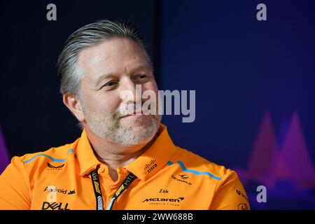 MELBOURNE, AUSTRALIE 22 mars 2024. McLaren Formula 1 Team, Directeur général de McLaren Racing Zak Brown lors de la conférence de presse post essais libres du vendredi au 3ème tour du Rolex Australian Grand Prix FIA de formule 1 2024 du 22 au 24 mars à l'Albert Park Street circuit, Melbourne, Australie. Crédit : Karl Phillipson/Alamy Live News Banque D'Images