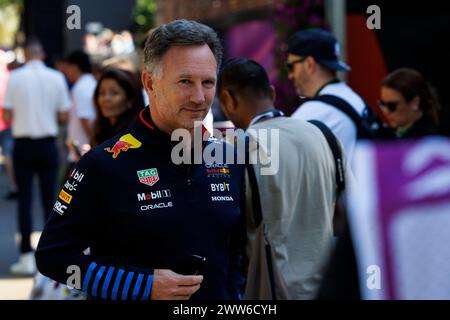 Melbourne, Victoria, Australie ; 22 mars 2024 : circuit du Grand Prix de Melbourne, Grand Prix de formule 1 d'Australie : jour d'entraînement ; Christian Horner, principal de l'équipe Red Bull à la formule 1 d'Australie Banque D'Images