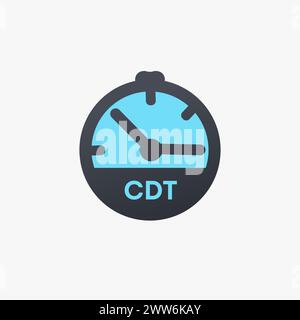 Icône d'horloge du fuseau horaire CDT de l'HEURE D'ÉTÉ CENTRALE des États-Unis. Illustration vectorielle isolée Illustration de Vecteur