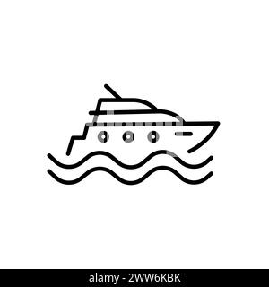 Icône de bateau et de ligne de bateau définie. symbole de transport par eau. navires pour le voyage et le transport en mer. Illustration de Vecteur
