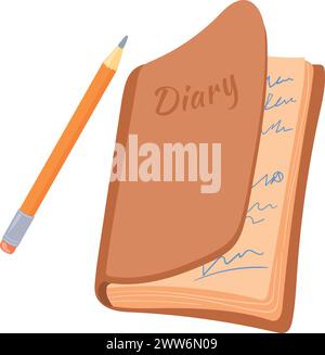 Icône de dessin animé Journal. Papier scolaire de dessin au crayon isolé sur fond blanc Illustration de Vecteur