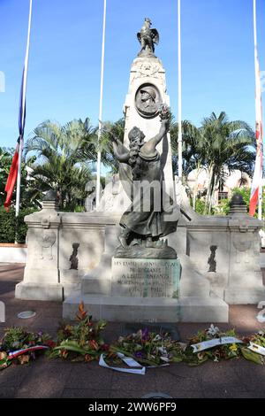 Hommage aux soldats de Tahiti qui sont allés combattre pendant la première Guerre mondiale de 1914-1918. 1 800 jeunes Polynésiens ont été mobilisés à partir de 1916, à Defe Banque D'Images