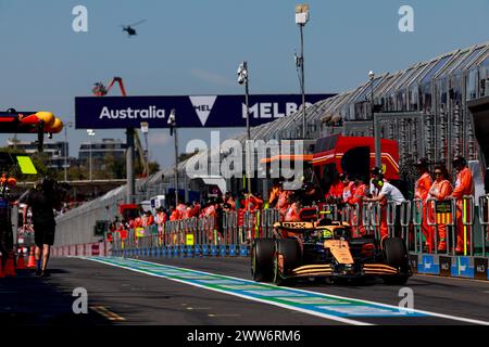 Melbourne, Australie. 22 mars 2024. 04 NORRIS Lando (gbr), McLaren F1 Team MCL38, action lors du Rolex Australian Grand Prix de formule 1 2024, 3ème manche du Championnat du monde de formule 1 2024 du 22 au 24 mars 2024 sur le circuit Albert Park, à Melbourne, Australie - photo DPPI crédit : DPPI Media/Alamy Live News Banque D'Images