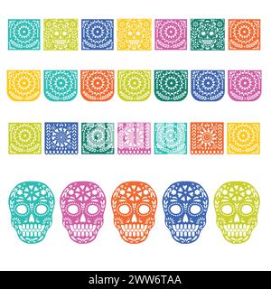 Design mexicain Papel Picado. Viva Mexico Independence Celebration Illustration de Vecteur