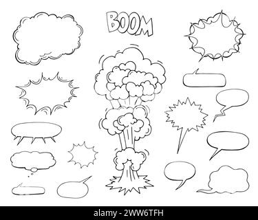 Vider les bulles et les éléments comiques. Illustration de nuage de parole d'expression pop art de dessin animé. Illustration de Vecteur