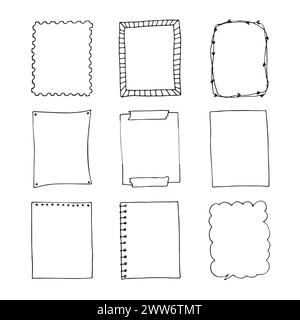 Ensemble de cadres vintage. Cadre décoratif carré pour carnet de croquis ou journal à balles. Illustration de Vecteur