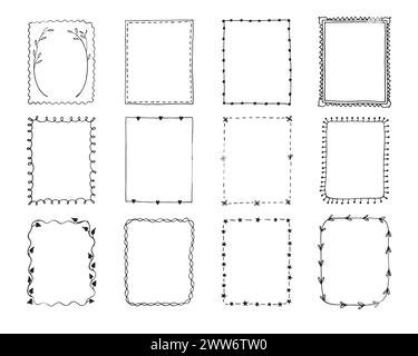 Vintage frames vecteur clipart bundle. Cadre décoratif carré pour carnet de croquis ou journal à balles. Illustration de Vecteur