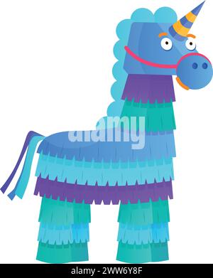Jouet pinata en papier. Cheval de dessin animé pour les vacances mexicaines isolé sur fond blanc Illustration de Vecteur