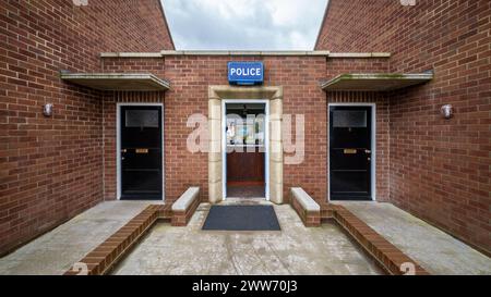 L'entrée du poste de police recréé des années 1950 au Beamish Museum, comté de Durham Banque D'Images