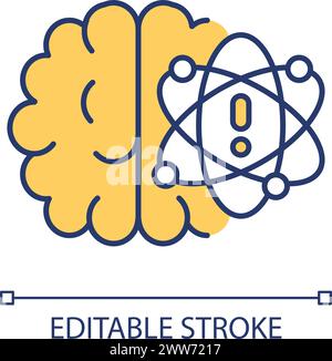 Anatomie cérébrale, icône de couleur RVB du signe jaune d'avertissement Illustration de Vecteur