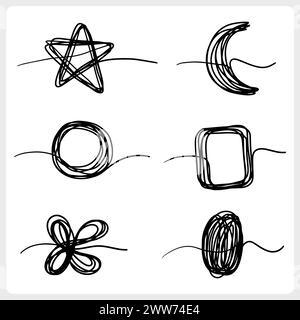 Griffonnage rond froissé dessiné à la main Illustration de Vecteur