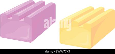 Icône Bubblegum. Cube de bonbons aux fruits à mâcher de dessin animé isolé sur fond blanc Illustration de Vecteur