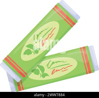 Icône de dessin animé en bâton de gomme à la menthe. Bubblegum frais isolé sur fond blanc Illustration de Vecteur