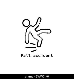 Icône d'accident de chute. Illustration vectorielle remplie de noir. Symbole d'accident de chute sur fond blanc. Peut être utilisé en web et mobile. Illustration de Vecteur