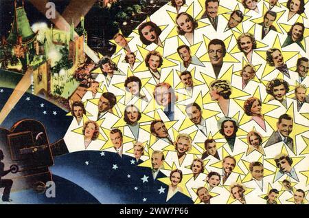 Couverture arrière du dossier de cartes postales Homes of the Movie Stars publié en 1940 Curt Teigh & Co.., Inc. Chicago, États-Unis Banque D'Images