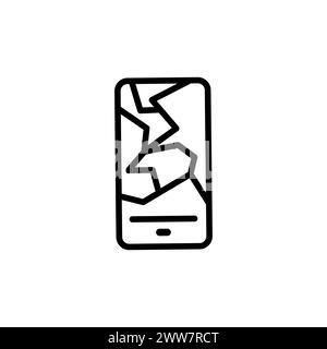 Écran cassé sur un smartphone. icône linéaire. Ligne avec contour modifiable Illustration de Vecteur