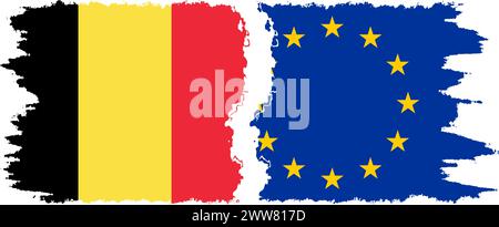 Connexion des drapeaux grunge UE et Belgique, vecteur Illustration de Vecteur