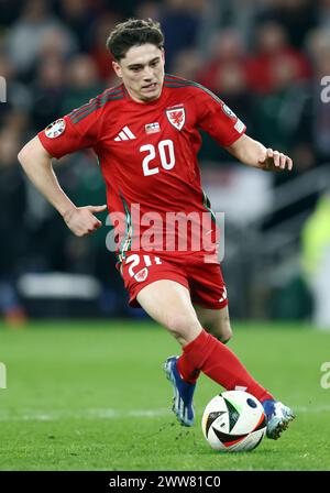 Cardiff, Royaume-Uni. 21 mars 2024. Daniel James du pays de Galles lors du match de qualification pour le Championnat d'Europe de l'UEFA au Cardiff City Stadium. Le crédit photo devrait se lire : Simon Bellis/Sportimage crédit : Sportimage Ltd/Alamy Live News Banque D'Images