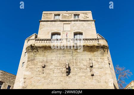Montpellier, France, 2024. La tour de la Babote, une des 25 tours des remparts médiévaux fortifiés construits au XIIe siècle Banque D'Images