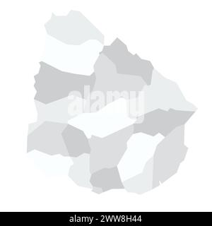 Uruguay carte politique des divisions administratives - départements. Carte vectorielle plate blanche grise avec ombre portée. Illustration de Vecteur