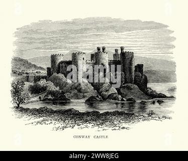 Château de Conwy fortification médiévale à Conwy, sur la côte nord du pays de Galles. Il a été construit par Édouard Ier, lors de sa conquête du pays de Galles, entre 1283 et 1289. Banque D'Images