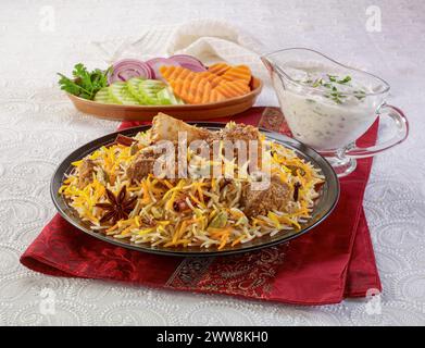 Mutton Biryani ou Mutton Pulao est une cuisine la plus célèbre et préférée d'Asie spécialement au Pakistan et en Inde. Banque D'Images
