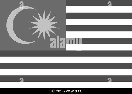 Drapeau de Malaisie - illustration vectorielle monochrome en niveaux de gris. Drapeau en noir et blanc Illustration de Vecteur