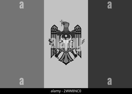 Drapeau Moldavie - illustration vectorielle monochrome en niveaux de gris. Drapeau en noir et blanc Illustration de Vecteur