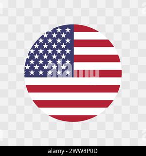 Drapeau des États-Unis d'Amérique - drapeau de vecteur de cercle isolé sur fond transparent en damier Illustration de Vecteur